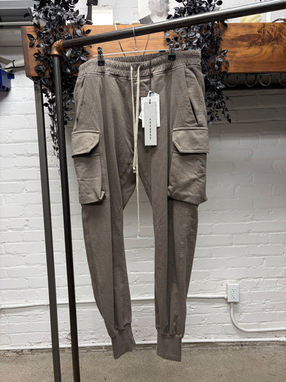 Rick Owens Dust Brown Cargo Jogger Drawstring Sweatpants