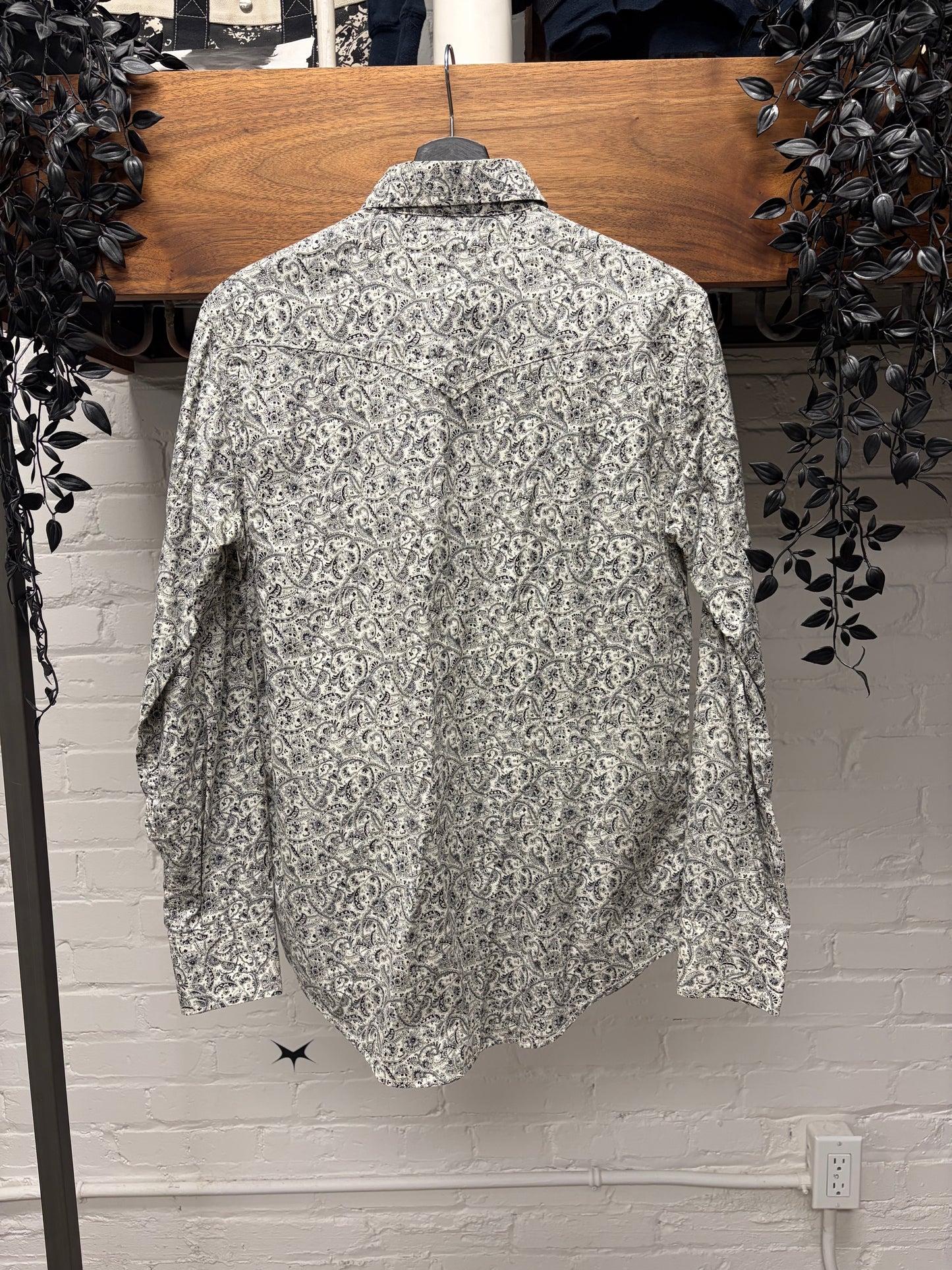 2016 Saint Laurent by Hedi Slimane ‘White Paisley’ Western Button Snap Shirt