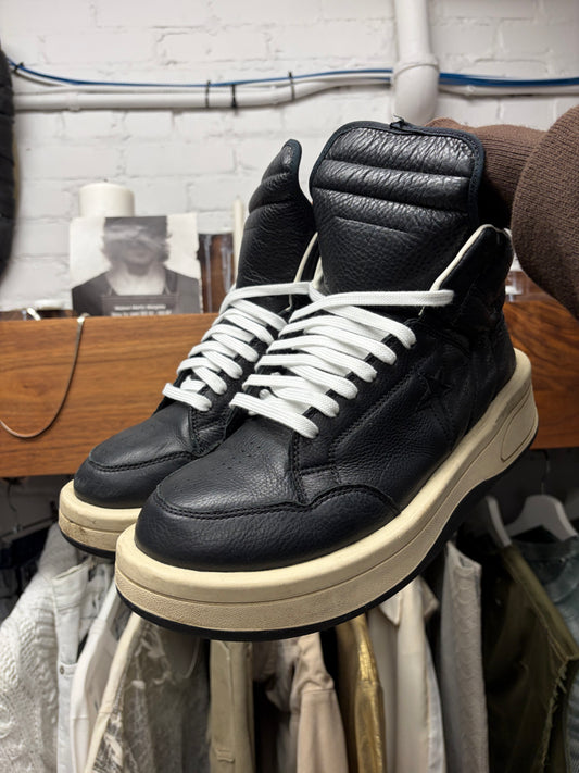 Rick Owens x Converse ‘TurboPWN’ Black Leather High Top Sneakers