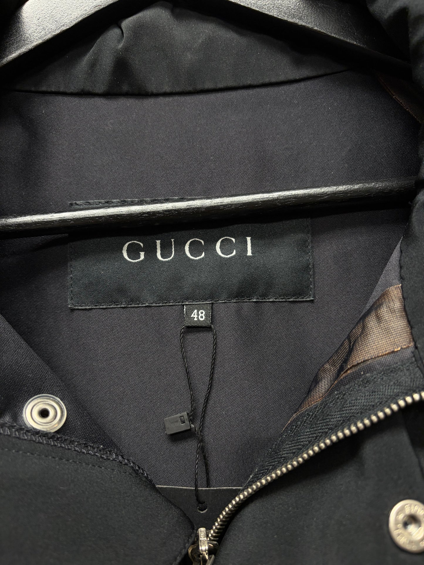 2000s Gucci Waterproof Hooded Black Shell Jacket
