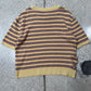 AW2024 Enfants Riches Deprimes Distressed Cashmere Striped Short Sleeve Sweater