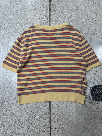 AW2024 Enfants Riches Deprimes Distressed Cashmere Striped Short Sleeve Sweater
