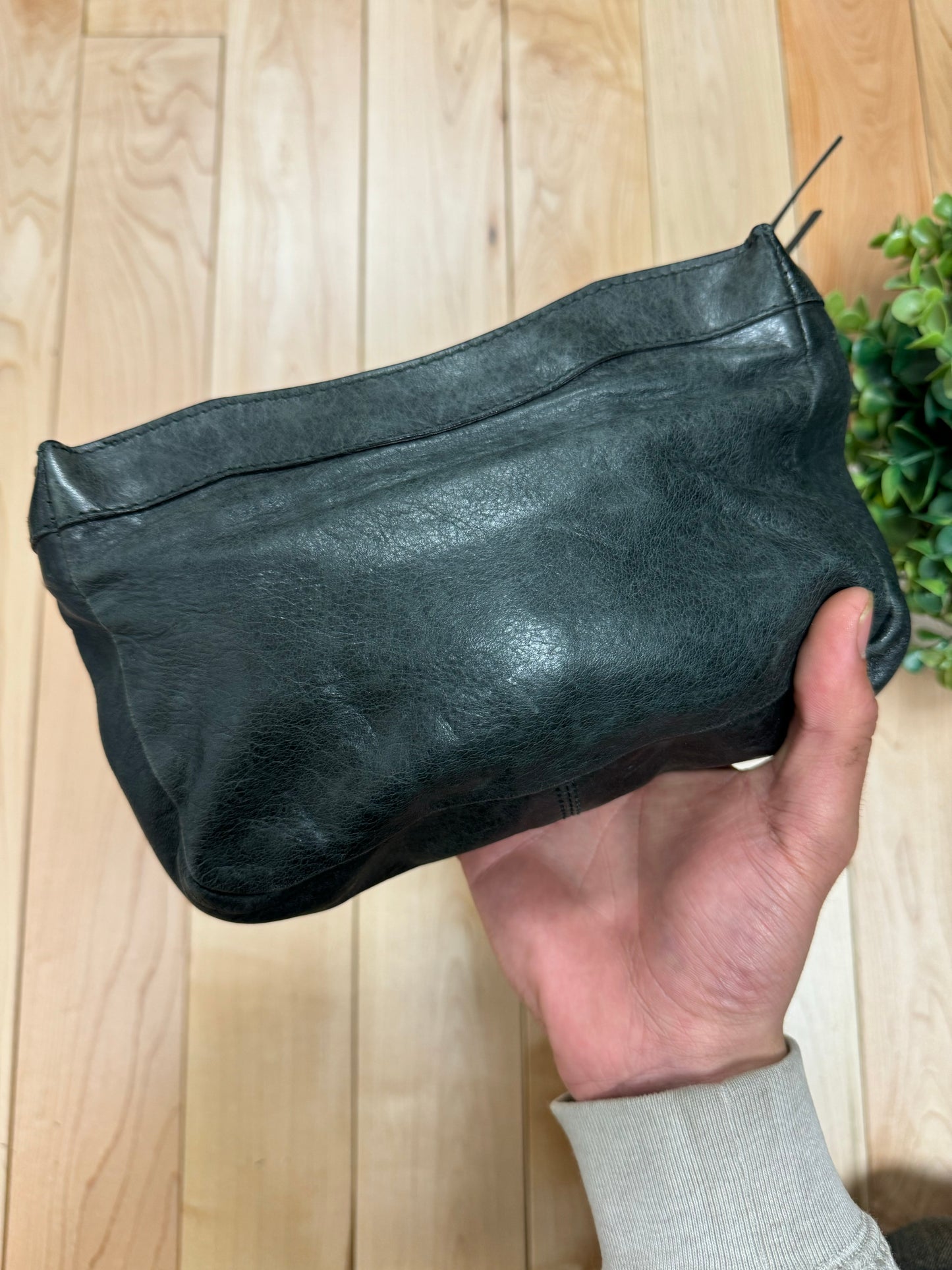 Balenciaga ‘Hip’ Leather Motocross Grey Clutch Bag