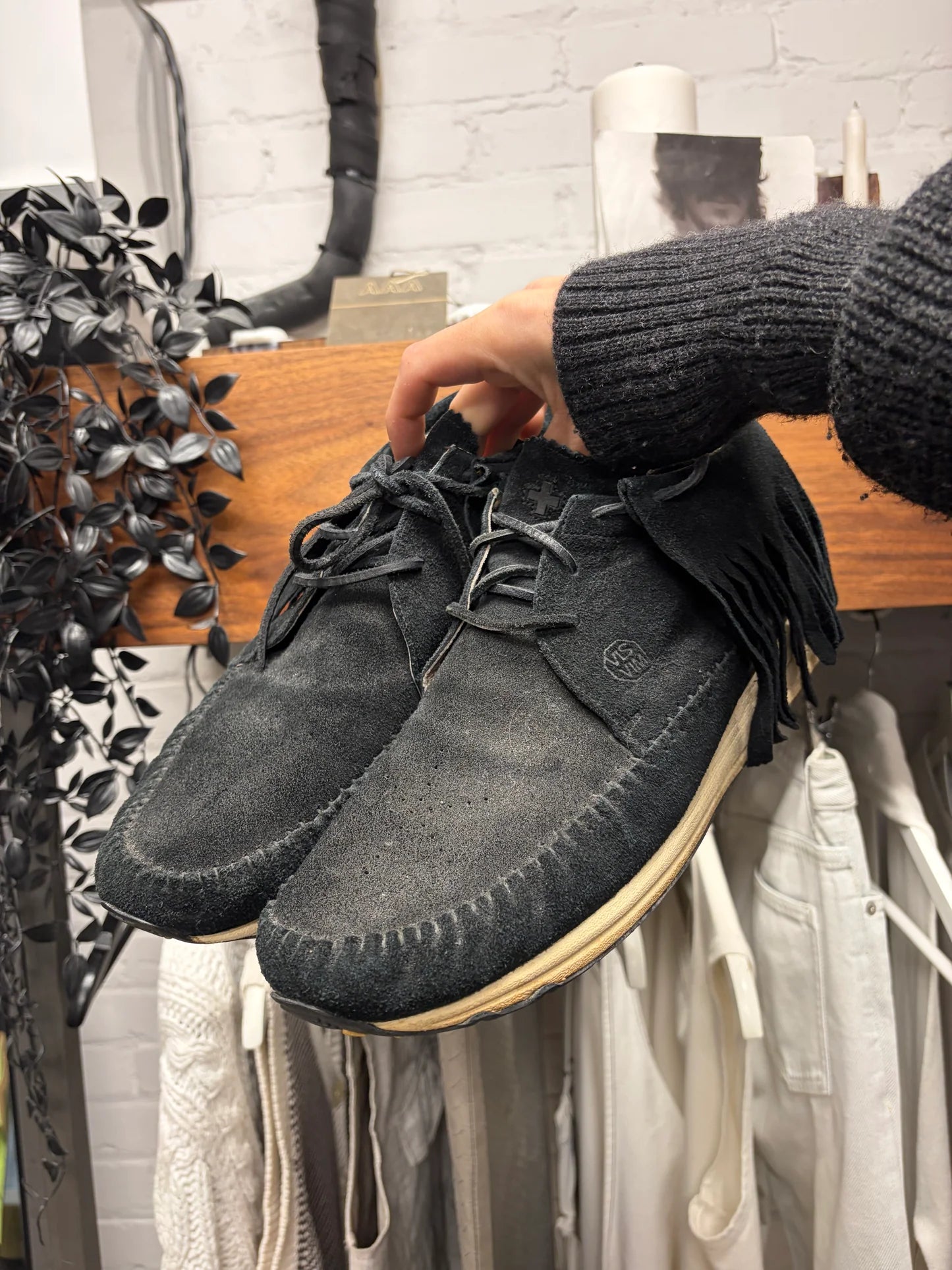 Visvim F.B.T. Black Fringe Low Top Sneakers