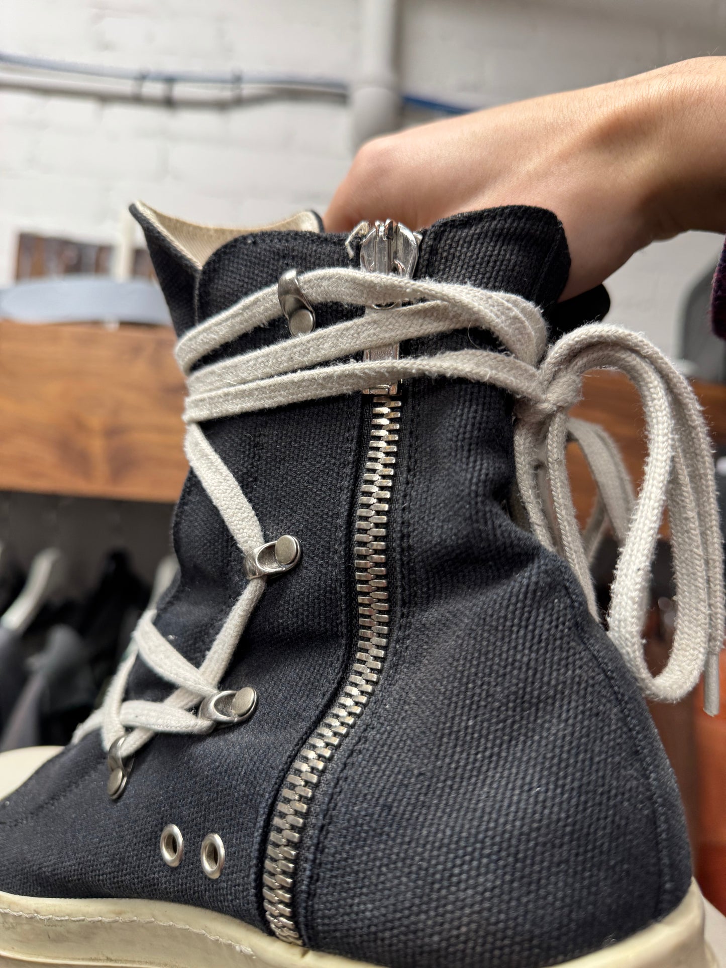 Rick Owens DRKSHDW Canvas ‘Pentagram’ Lace Sneakers