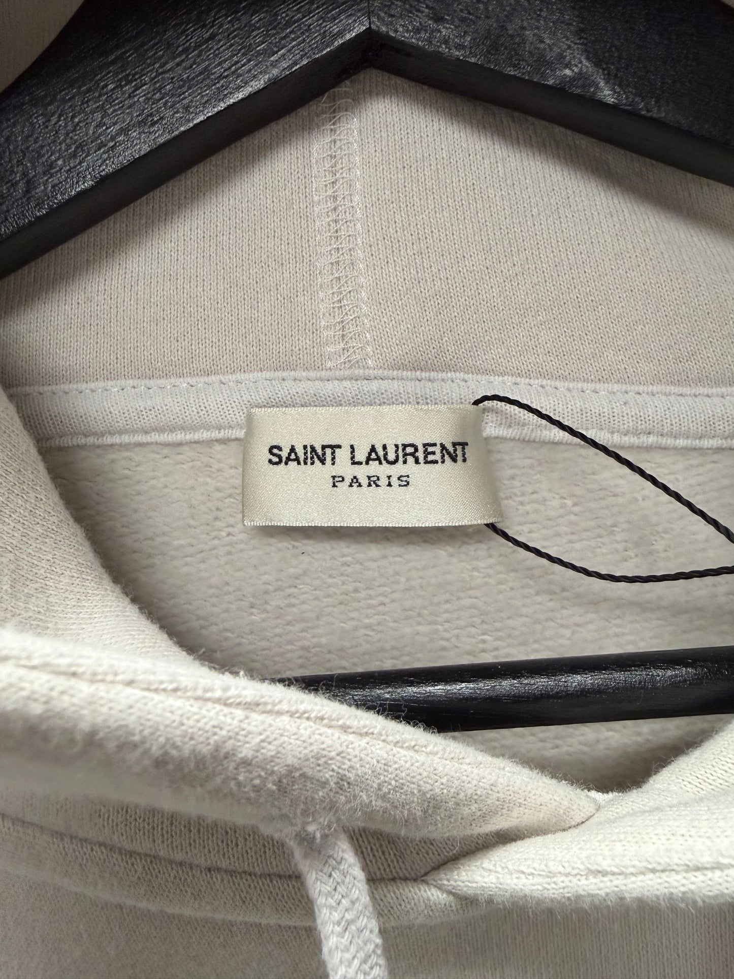 2021 Saint Laurent ‘Block Logo’ Grey Cotton Pullover Hoodie