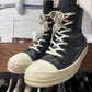Rick Owens Black Leather ‘Ramones’ High Top Sneakers