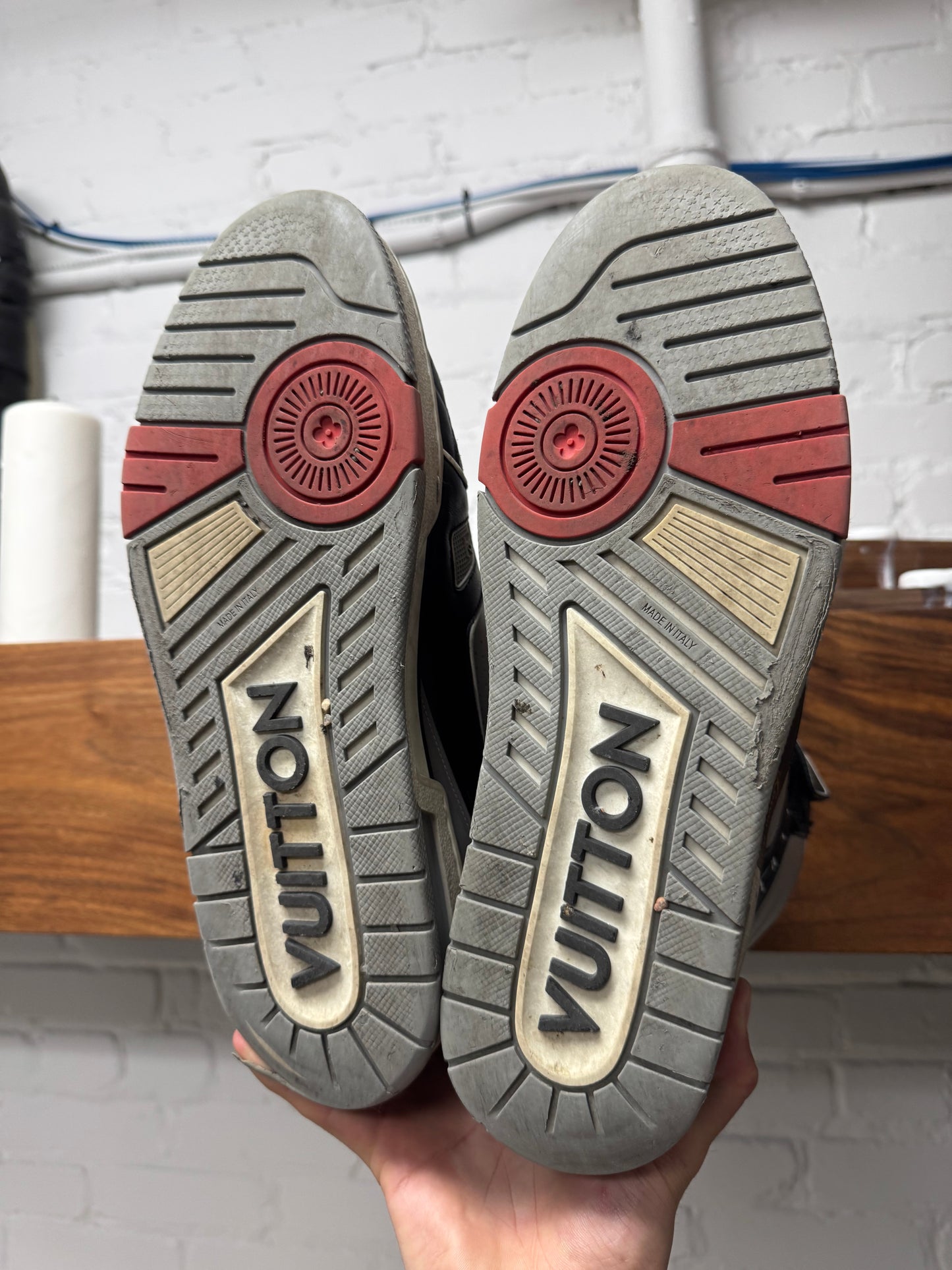 Louis Vuitton OG ‘LV Trainer’ Bred Leather High Top Sneakers