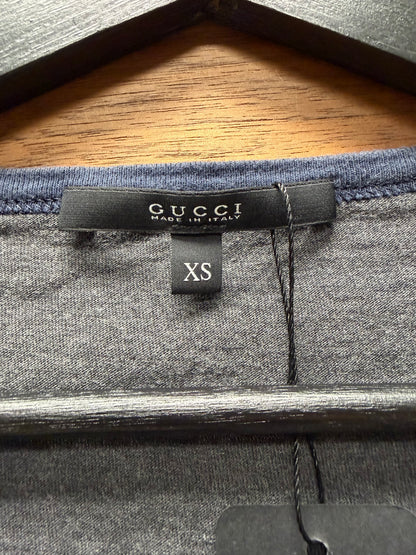 2000s Gucci Crest Logo Navy Blue/Grey Graphic T-Shirt