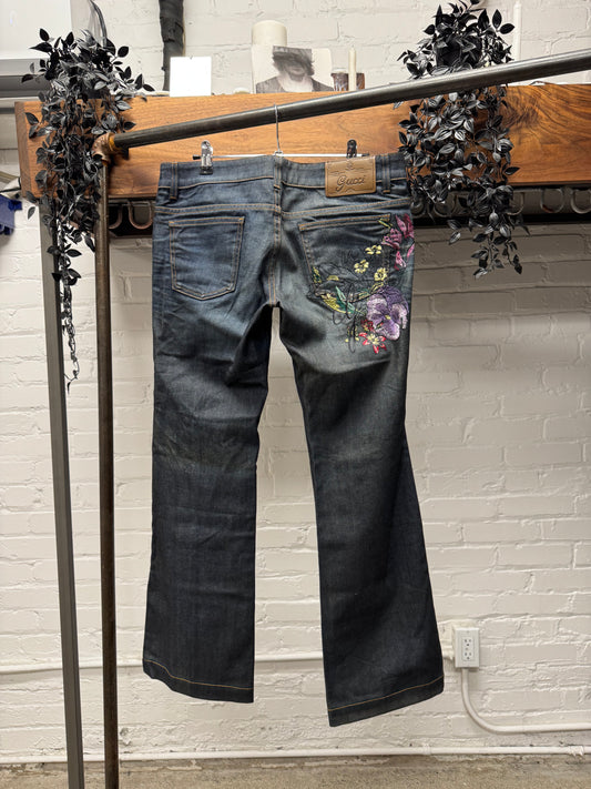 AW2013 Gucci ‘70s Cut’ Raw Blue Denim Flared Cut Jeans