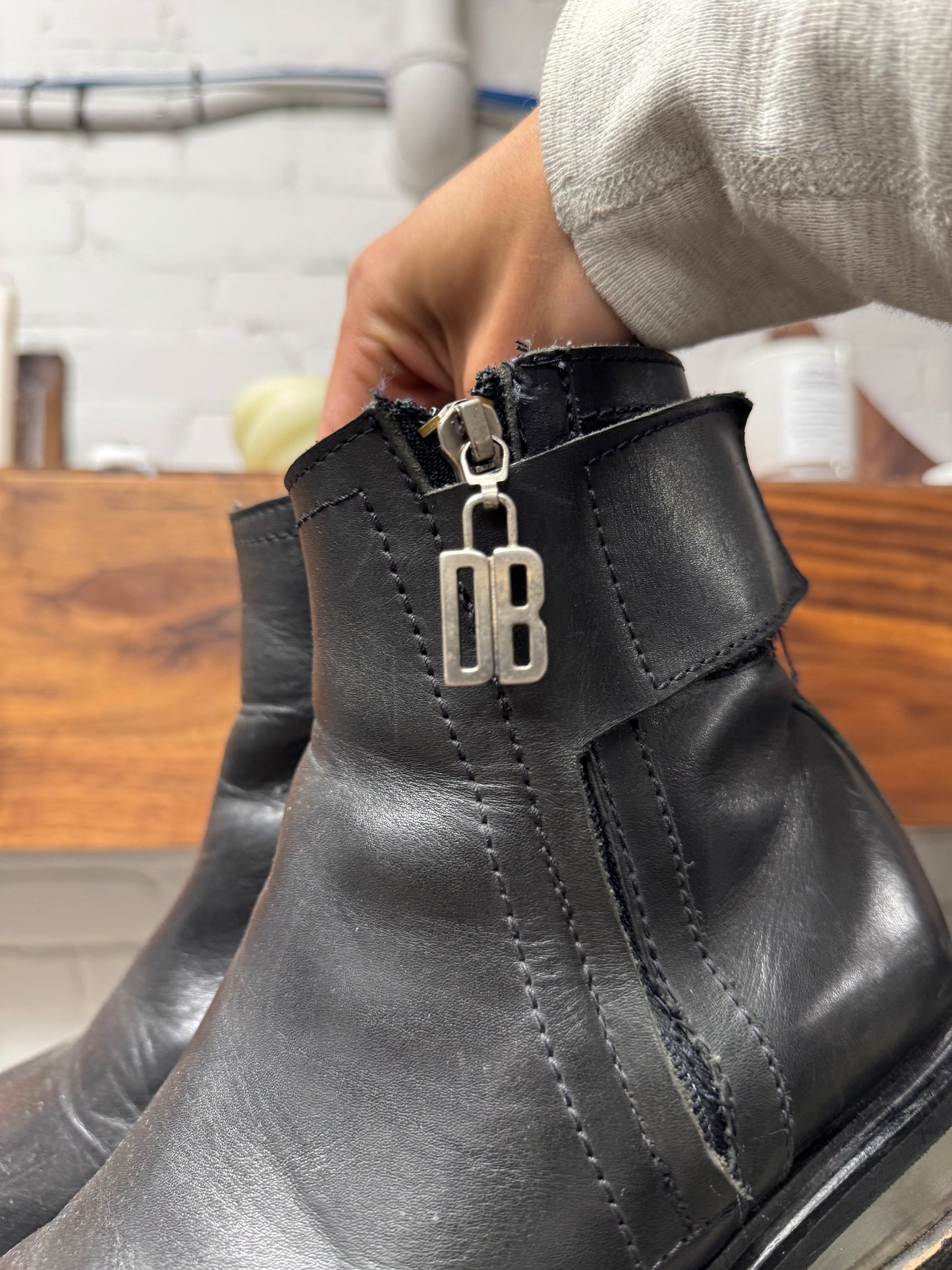 Dirk Bikkembergs ‘Metal Heel’ Calfskin Leather Ankle Boots