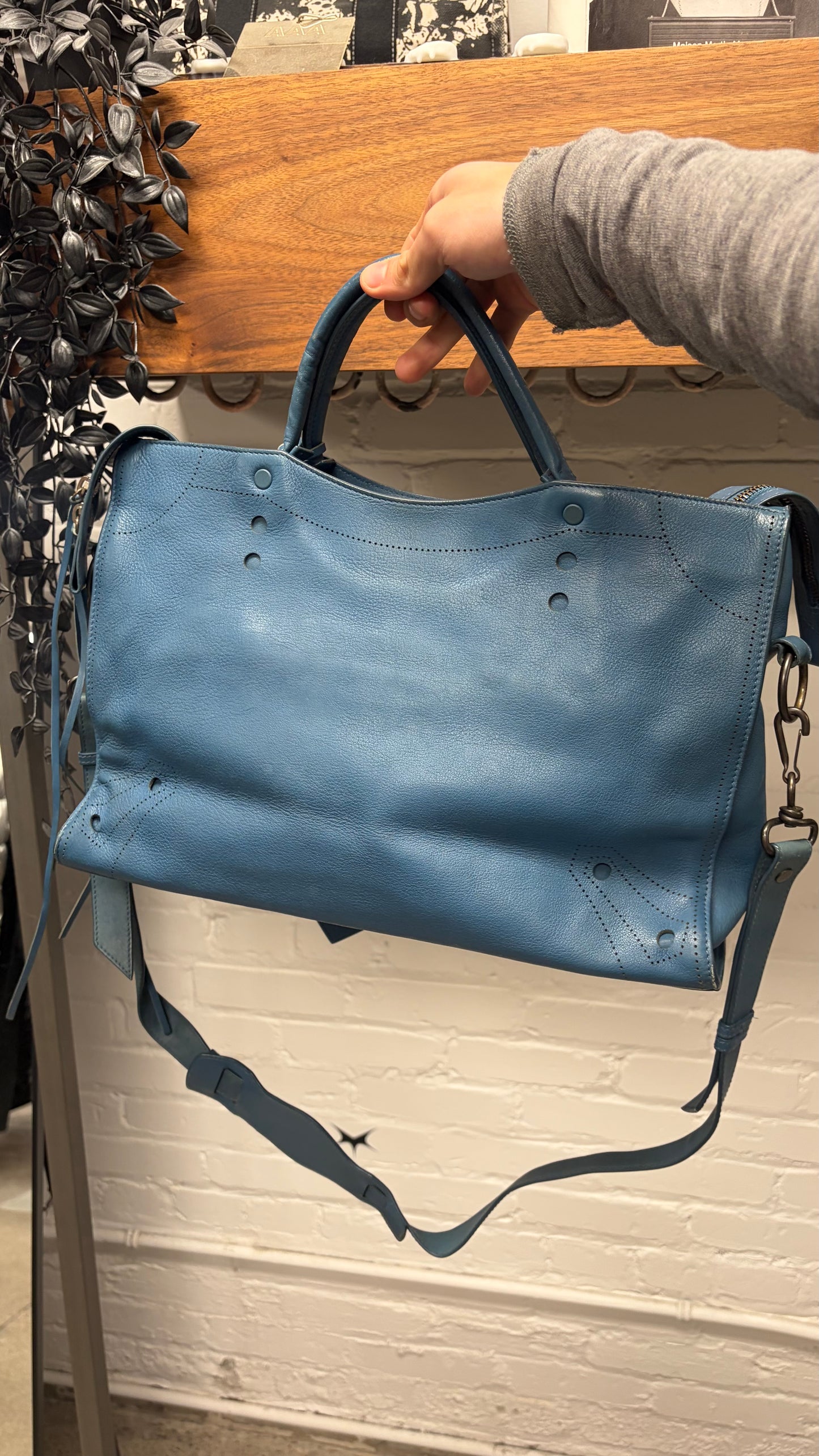 Balenciaga ‘Blackout’ Special Edition ‘City Bag’ with Crossbody Strap & Magnetic Closure