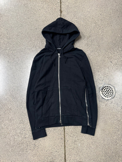 Balmain ‘Side-Zip’ Black Cotton Zip-Up Hoodie