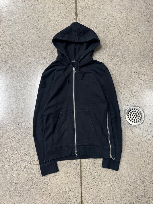 Balmain ‘Side-Zip’ Black Cotton Zip-Up Hoodie