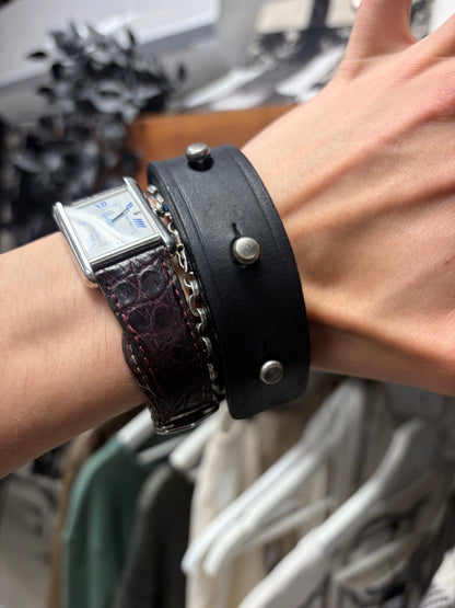 Rick Owens Black Leather Single Wrap Bracelet