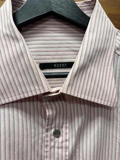 Gucci Pink/White Pinstripe Button Up Shirt