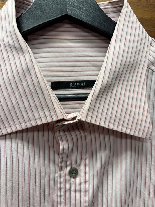 Gucci Pink/White Pinstripe Button Up Shirt