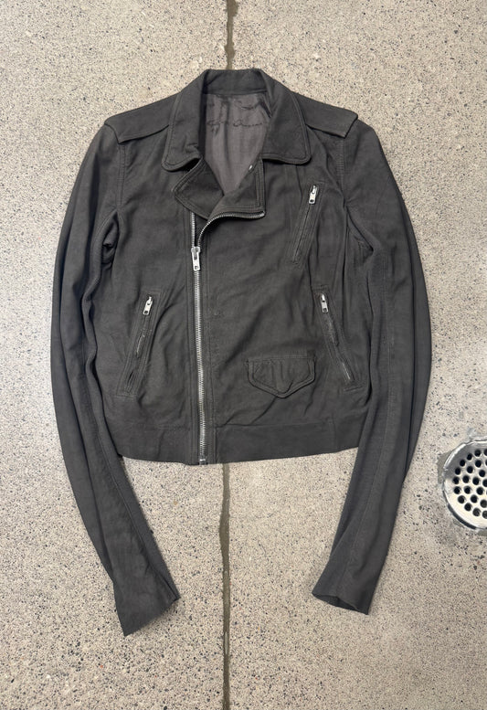 Rick Owens O&M Era ‘Dust’ Blistered Lambskin Leather Biker Jacket