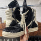 Rick Owens Black Pony-Hair ‘Geobasket’ High Top Sneakers