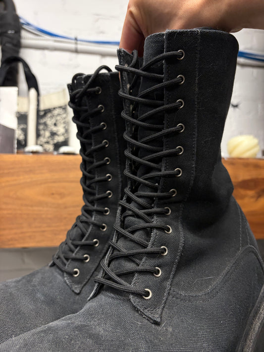 Balenciaga Canvas ‘Stomper’ Oversized Black Combat Boots