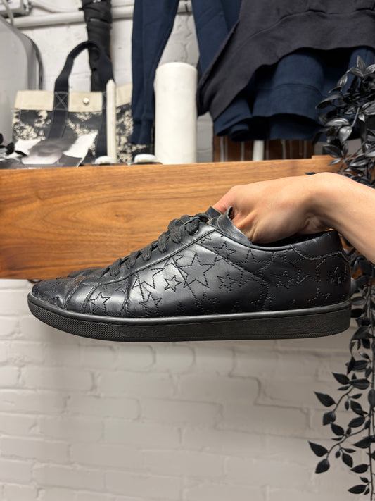 Saint Laurent Star ‘Court Classic’ Black Leather Low Top Sneakers