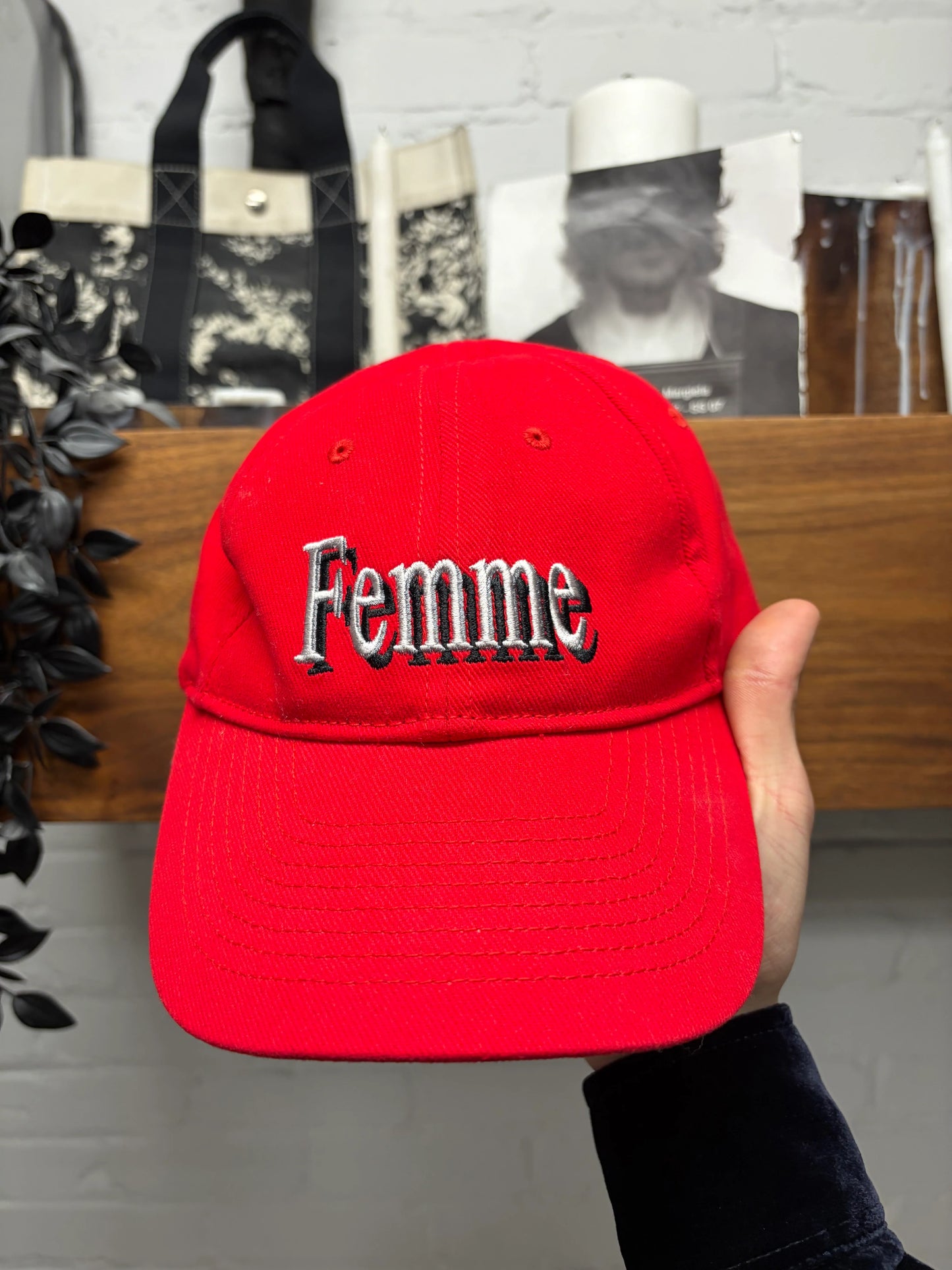 Balenciaga ‘Femme’ Embroidered Logo Strap-Back Hat