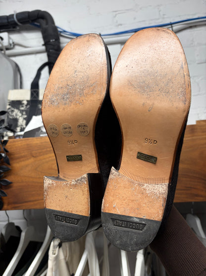 Gucci by Tom Ford Brown Pony Hair ‘Horsebit’ Loafers with Platform Heel