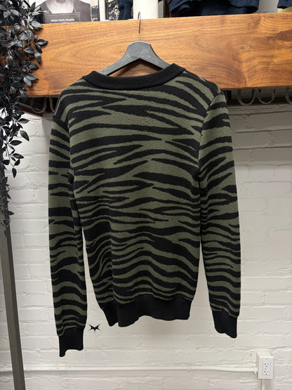 Balmain Leopard Patterned Green/Black Knit Sweater
