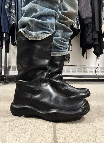 AW1999 Prada Runway Leather Toggle High Top Boots