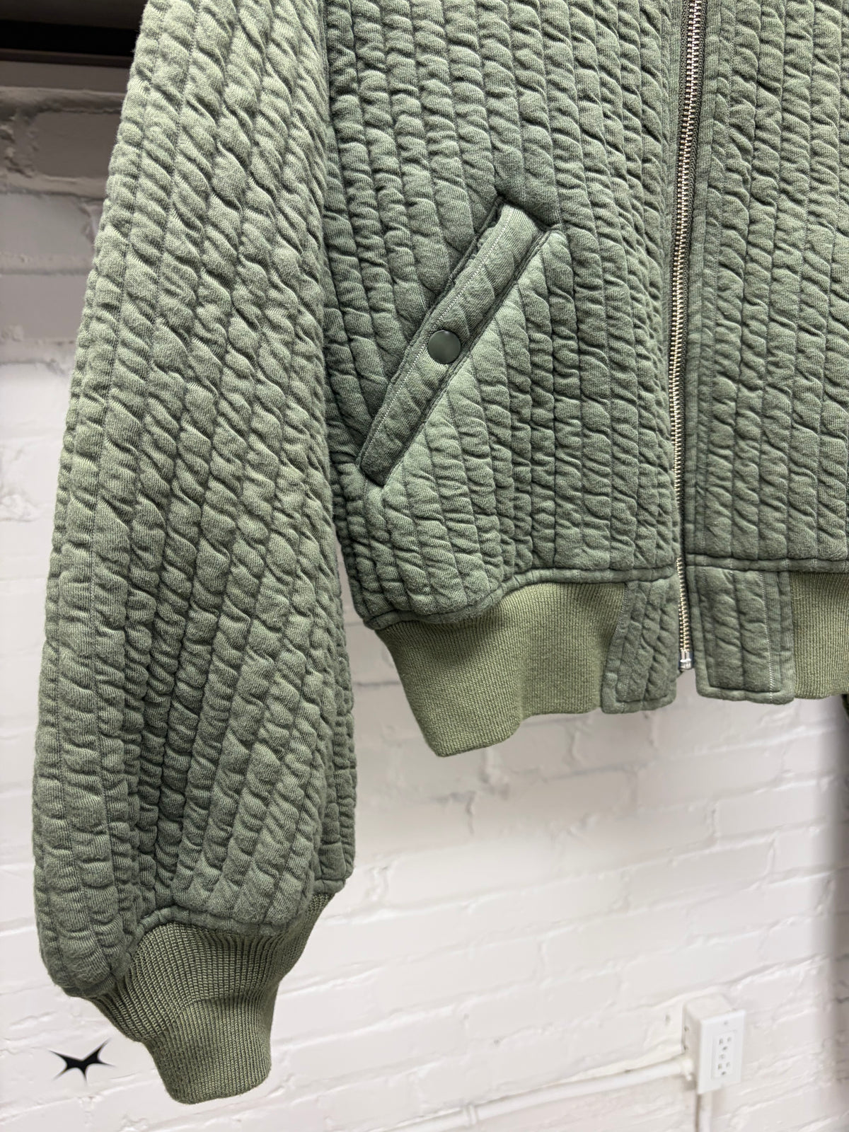 Undercover ‘Cropped Fit’ Quilt Padded Bomber Jacket with Ribbed Cuffing
