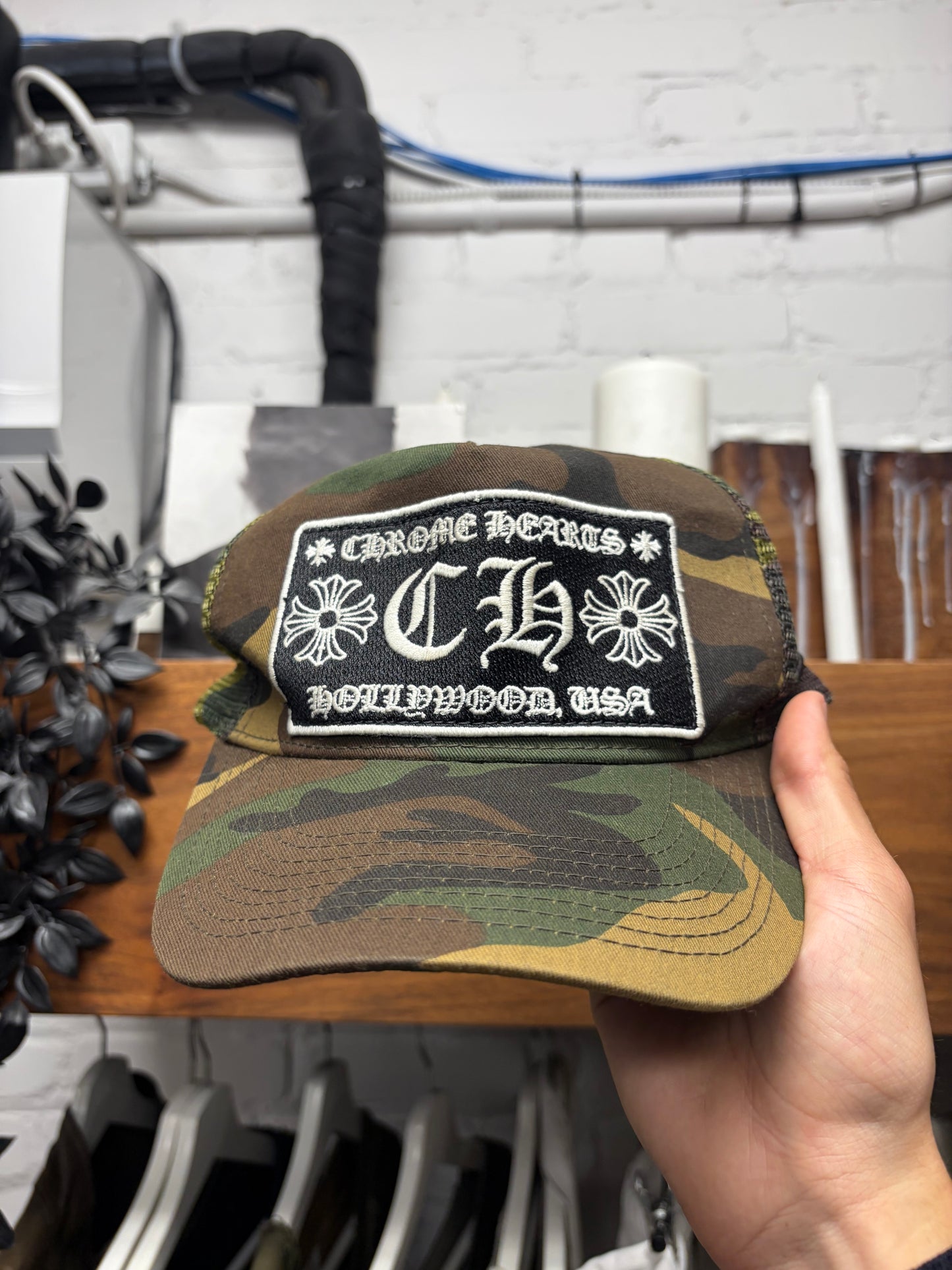 Vintage Chrome Hearts ‘Hollywood’ Store Exclusive Camouflage Trucker Hat