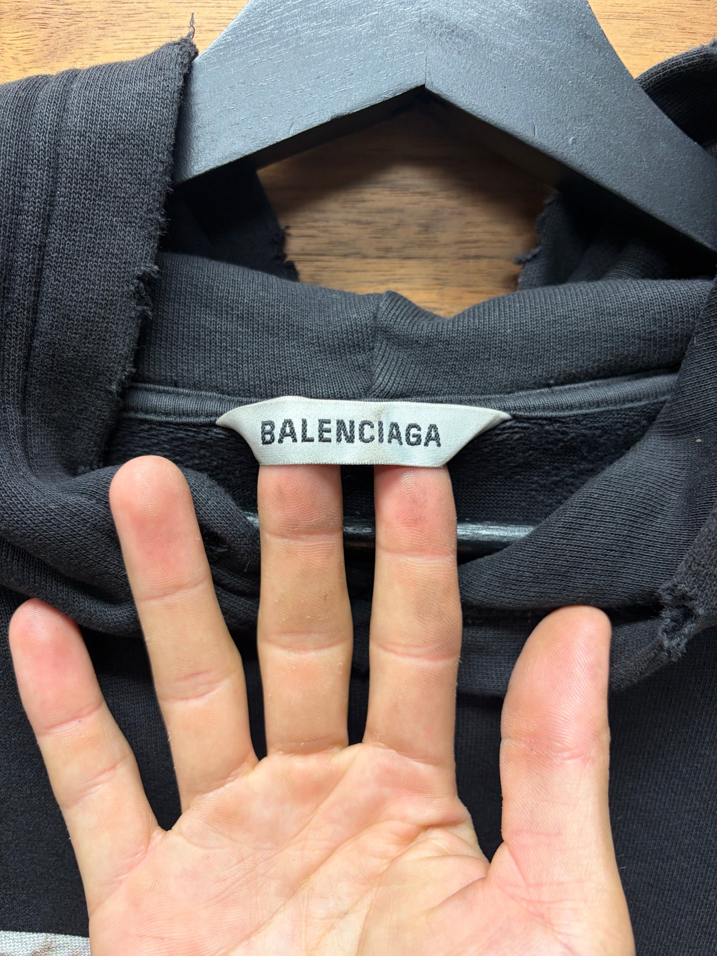 2020 Balenciaga ‘I Love Cats’ Distressed Black Pullover Hoodie