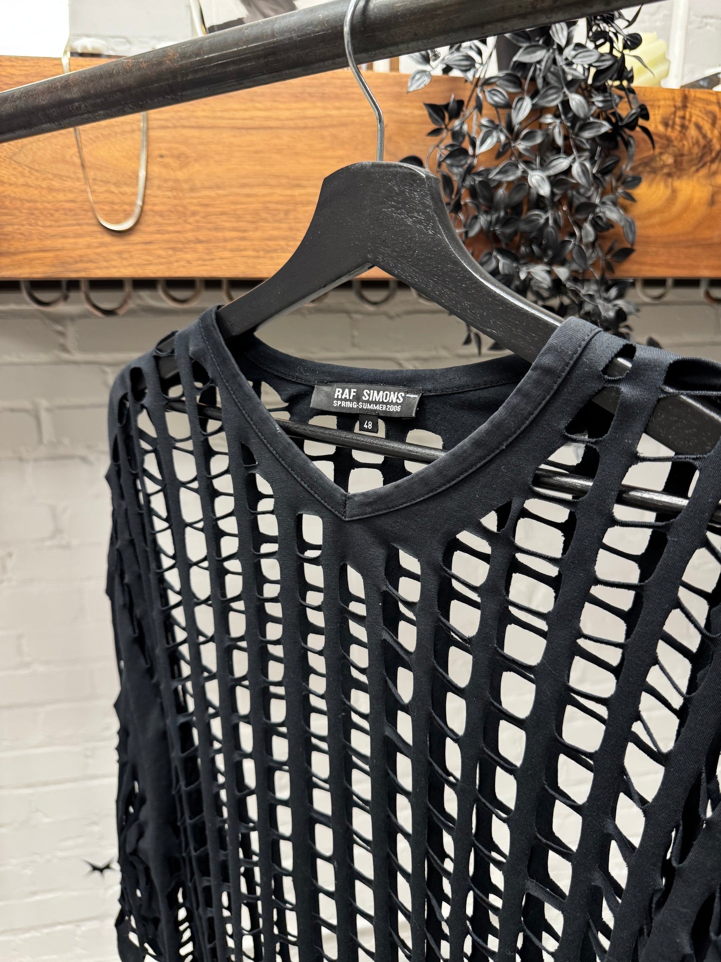 SS2006 Raf Simons ‘Icarus Surgit’ Black Laser Cut T-Shirt