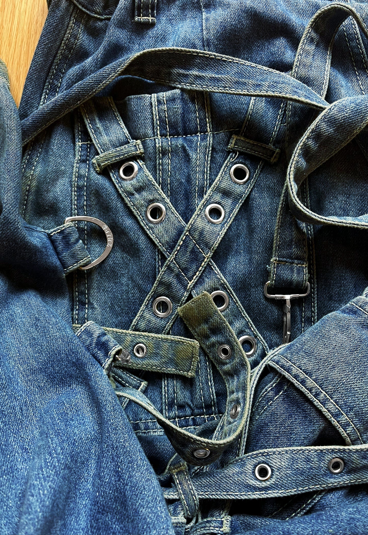 OG Tripp NYC Bondage Strap Wide Leg Blue ‘Raver Denim’