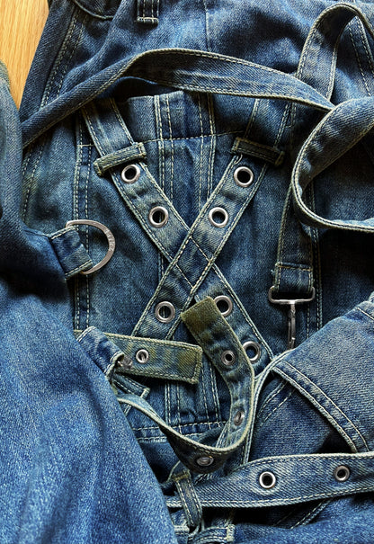 OG Tripp NYC Bondage Strap Wide Leg Blue ‘Raver Denim’