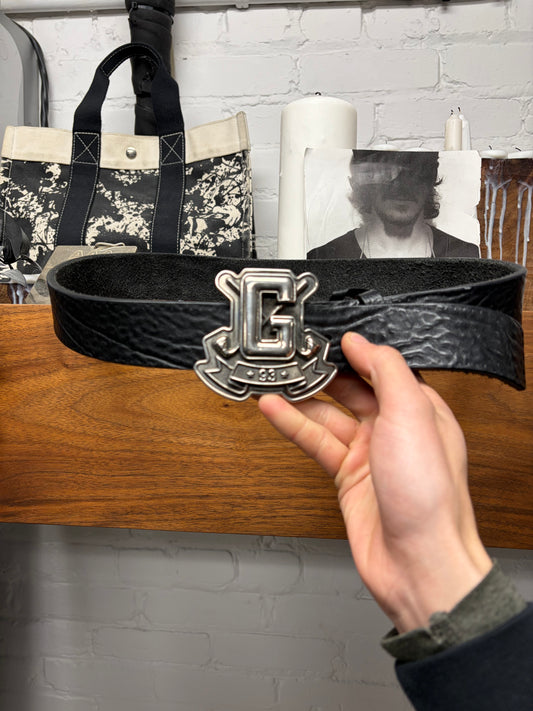 Gucci ‘Baseball Logo’ Black Leather Belt
