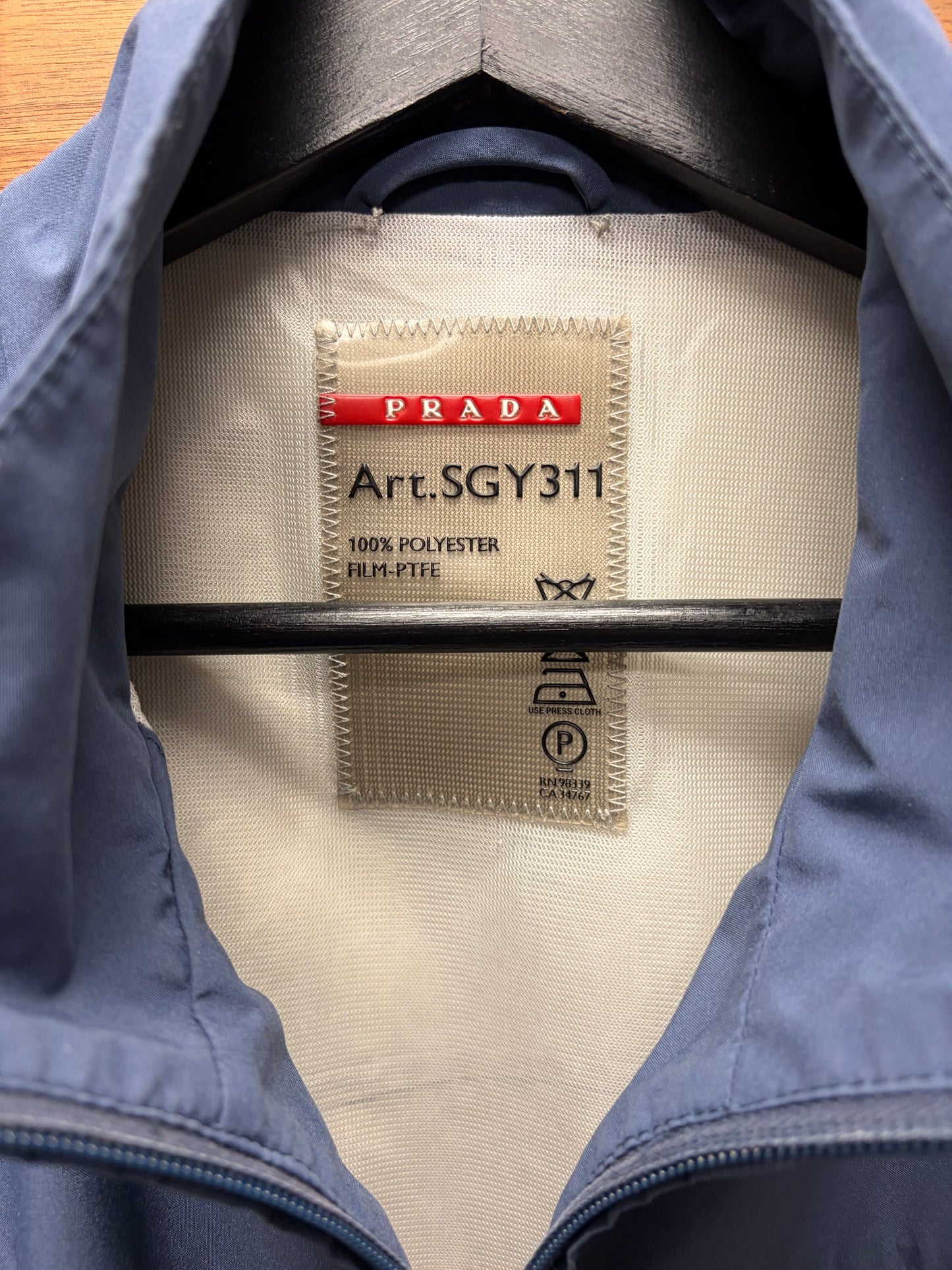 2011 Prada Blue Waterproof Nylon Shell Windbreaker Jacket