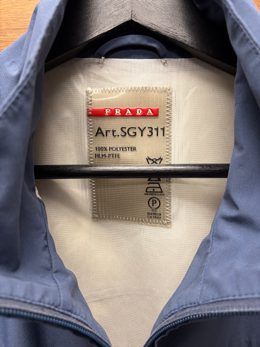 2011 Prada Blue Waterproof Nylon Shell Windbreaker Jacket