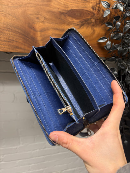 Balenciaga ‘Giant Continental’ Blue/Gold Hardware Leather Long Wallet