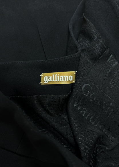 Galliano Gazette Print Black Mini Skirt
