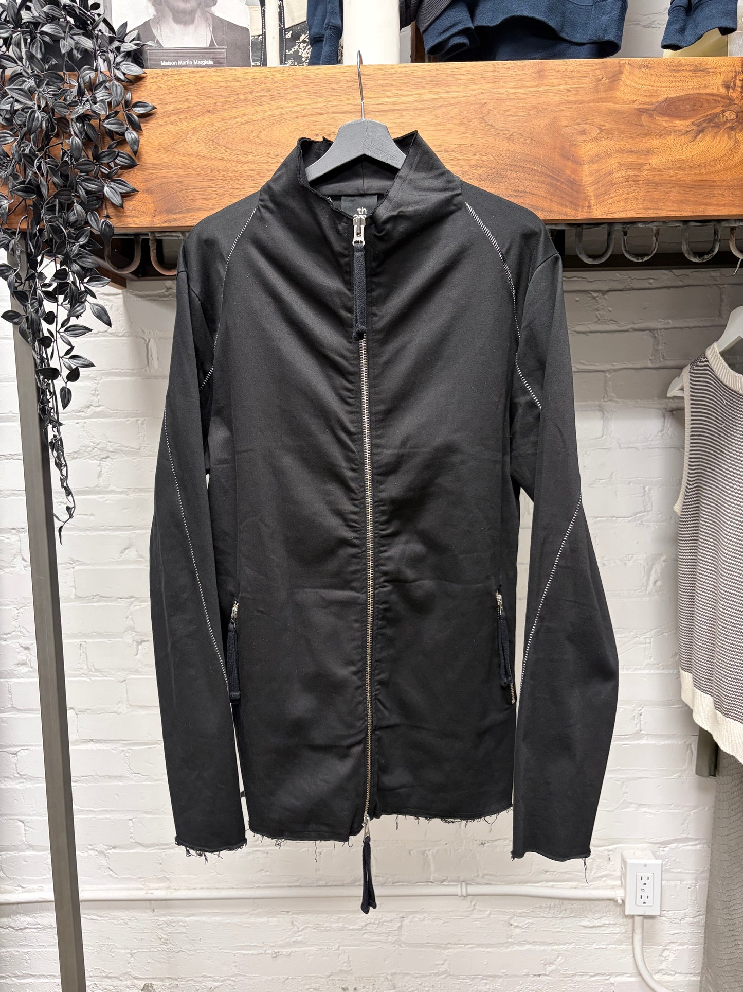 Thom Krom Contrast ‘Scar-Stitch’ Black Zip-Up Jacket