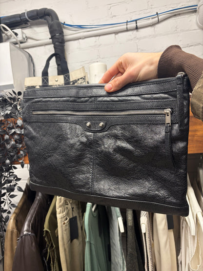 2015 Balenciaga Black Lambskin Leather ‘City Clip’ Clutch Bag