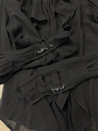 Vintage Yves Saint Laurent Rive Gauche ‘Chiffron Ruffled’ Sheer Blouse