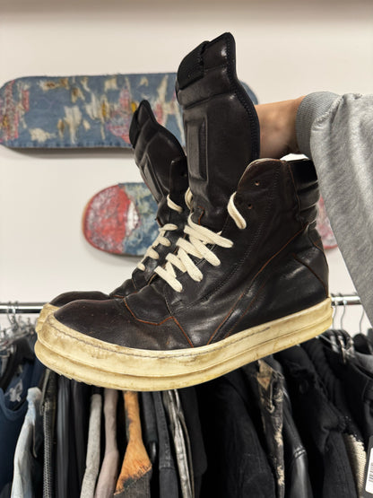 SS2019 Rick Owens ‘Babel’ Brown/Orange Leather Geobaskets