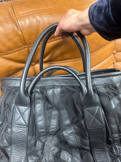 2018 Issey Miyake Leather Accented Nylon Jumbo Shoulder Bag