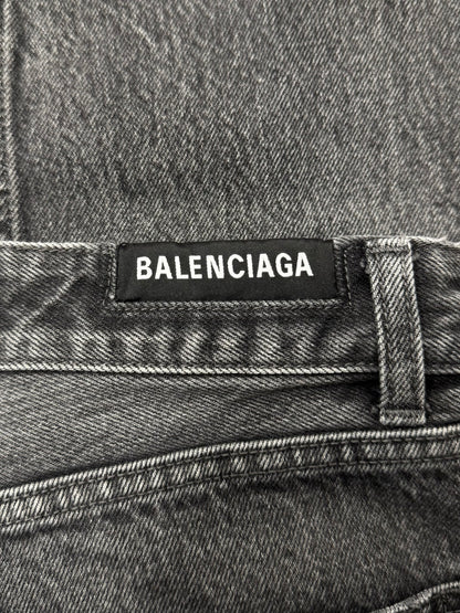2021 Balenciaga Straight Cut Stone Wash Grey Denim