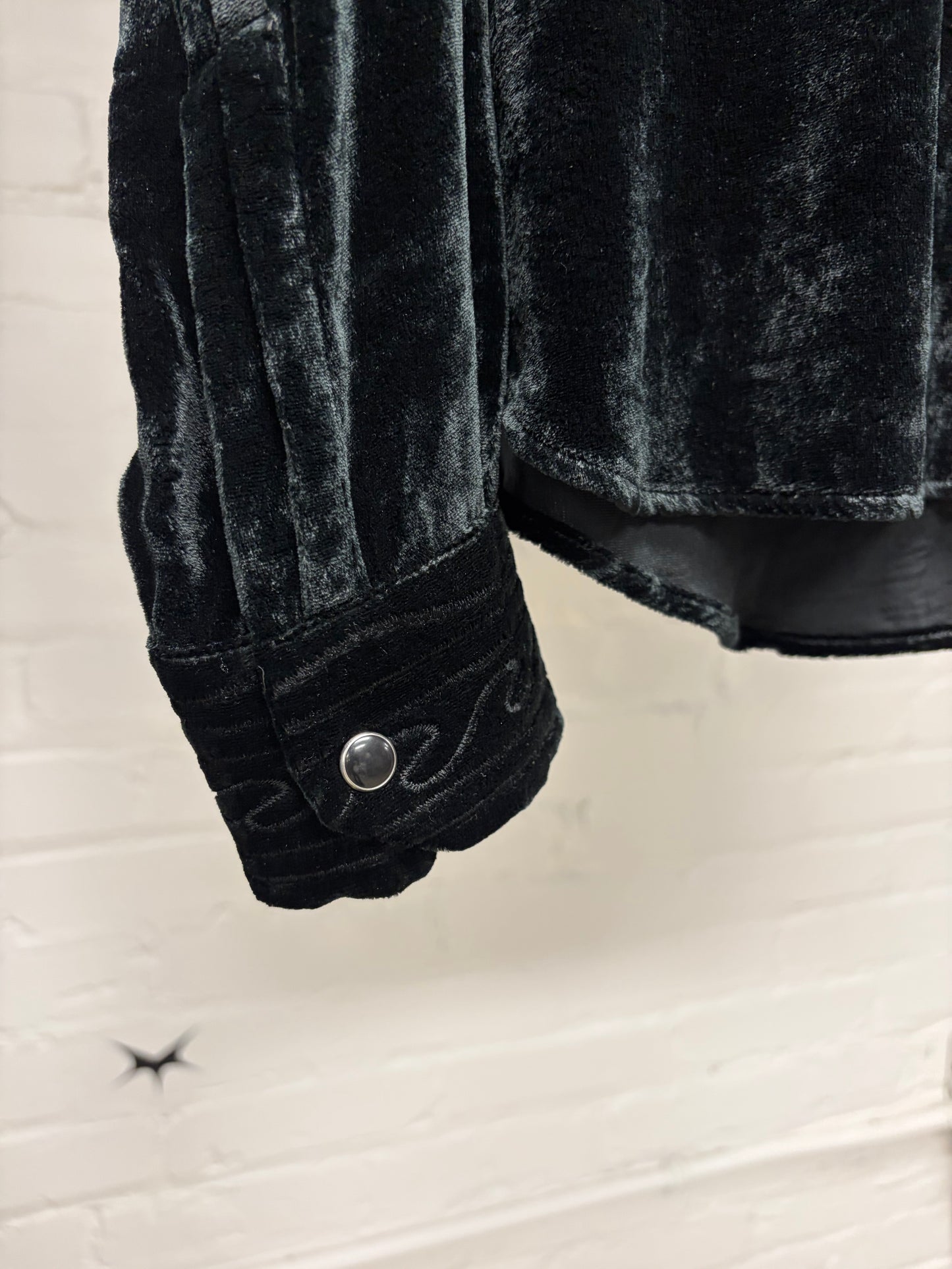 SS2018 Saint Laurent ‘Western’ Button Snap Black Velour Shirt
