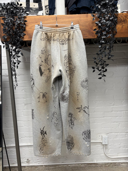 SS2024 Balenciaga ‘Tattoo’ Grey Dirt Washed Baggy Sweatpants