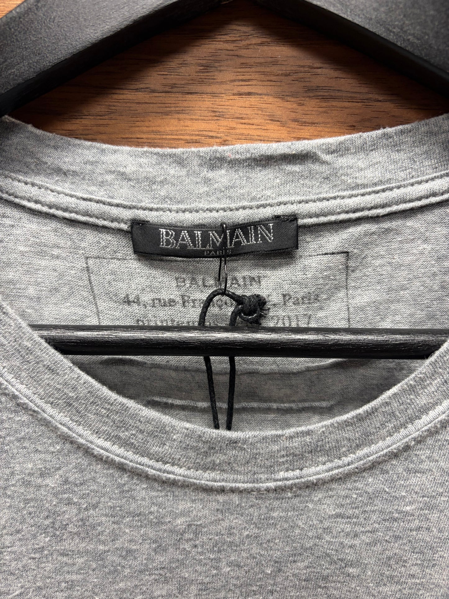 SS2017 Balmain ‘Tribal Print’ Grey Cotton T-Shirt