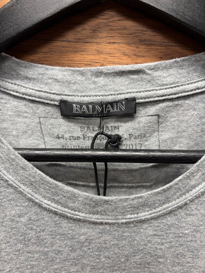 SS2017 Balmain ‘Tribal Print’ Grey Cotton T-Shirt